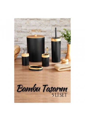 5 li Banyo Seti Bambu Design SİYAH 718977
