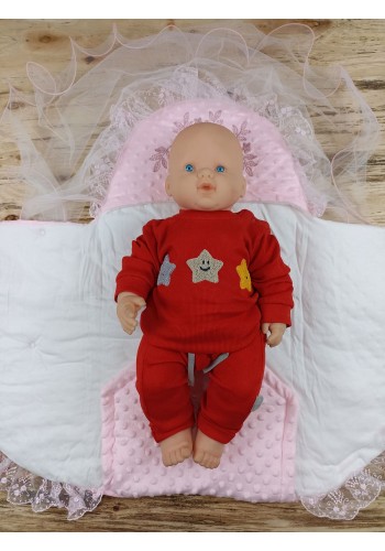 Yenidoğan Topçikli Gül Bahçesi Tül Örtülü Kız Erkek Bebek Klasik Kundak Bebek Battaniyesi