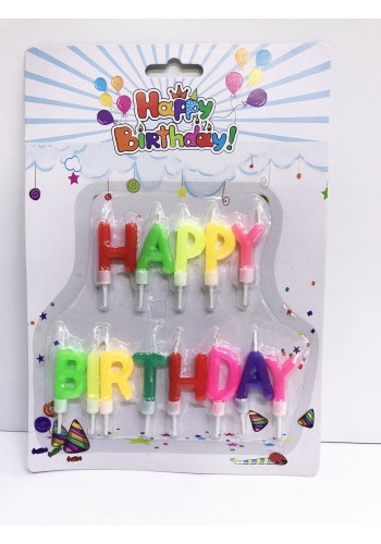 Happy Birthday Yazılabilen Rengarenk Doğum Günü Mumu