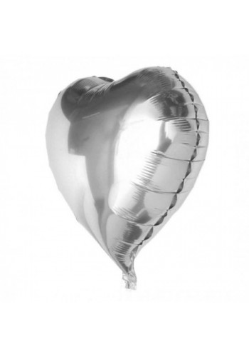 Kalp Balon Folyo Gümüş 60 Cm 24 Inç