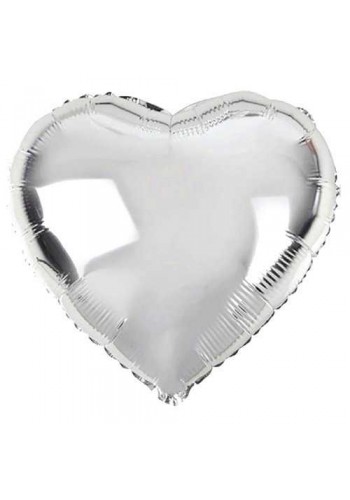 Kalp şekilli Gümüş Renk Folyo Balon 45 Cm 5 Adet