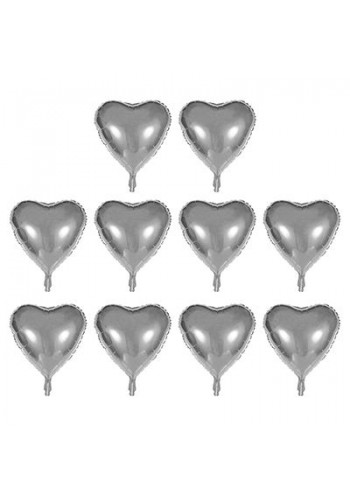 Kalp şekilli Gümüş Renk Toptan Folyo Balon 45 Cm 10 Adet