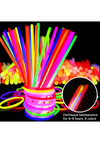 Karanlıkta Yanan Parlayan Fosforlu Glow  çubuk Bileklik 50 Adet