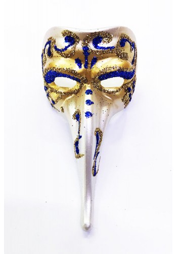 Mavi Renk İşlemeli Seramik Malzemeden İmal Venedik Uzun Maske Magnet