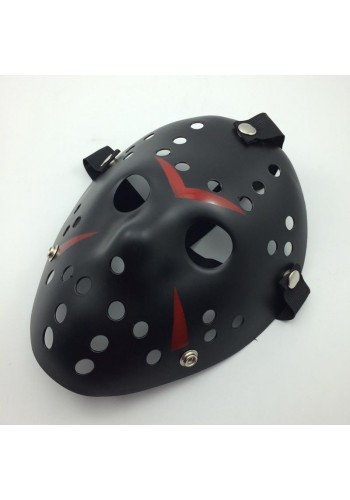 Siyah Renk Kırmızı çizgili Tam Yüz Hokey Jason Maskesi Hannibal Maskesi
