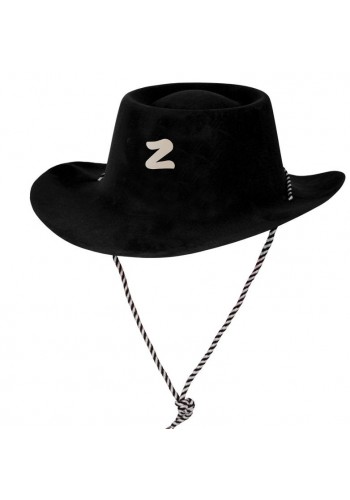 Siyah Renk Plastik üzeri Kadife Kaplama çocuk Zorro şapkası Bağcıklı