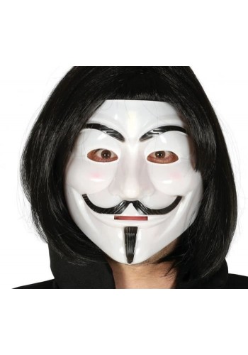 Siyah Renk Takma Kısa Saç Ve V For Vendetta Maskesi Anonymous Maskesi