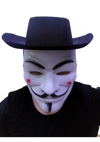 Siyah Renkli Delikli çocuk Boy Vendetta şapkası Ve Vendetta Maskesi
