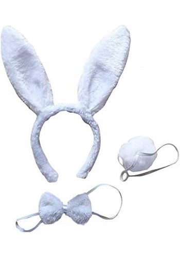 Tavşan Kostüm Seti Taç Papyon Kuyruk Beyaz Renk