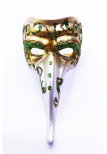 Yeşil Renk İşlemeli Seramik Malzemeden İmal Venedik Uzun Maske Magnet
