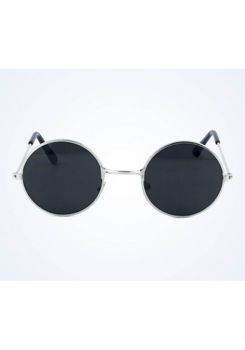 Yuvarlak Cam John Lennon Tarzı Gümüş çerçeveli Siyah Gözlük