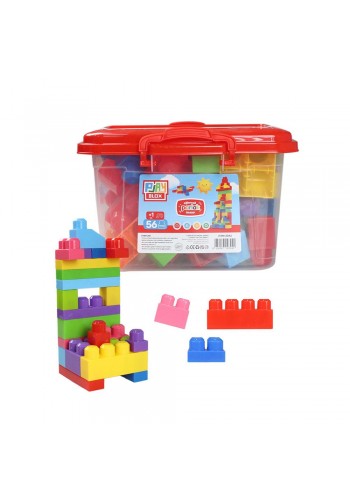 Play Blox Yapı Oyuncakları 56 Parça Kovalı Parlak Renkler Mega Blok Seti 3042